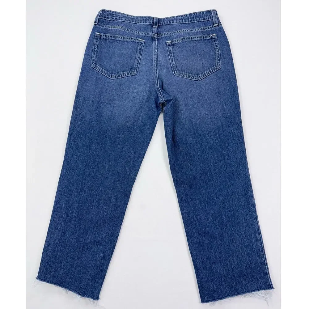 L'Agence Milana Low Rise Stovepipe Crop Straight Jean Raw Hem Women's 28 Blue
